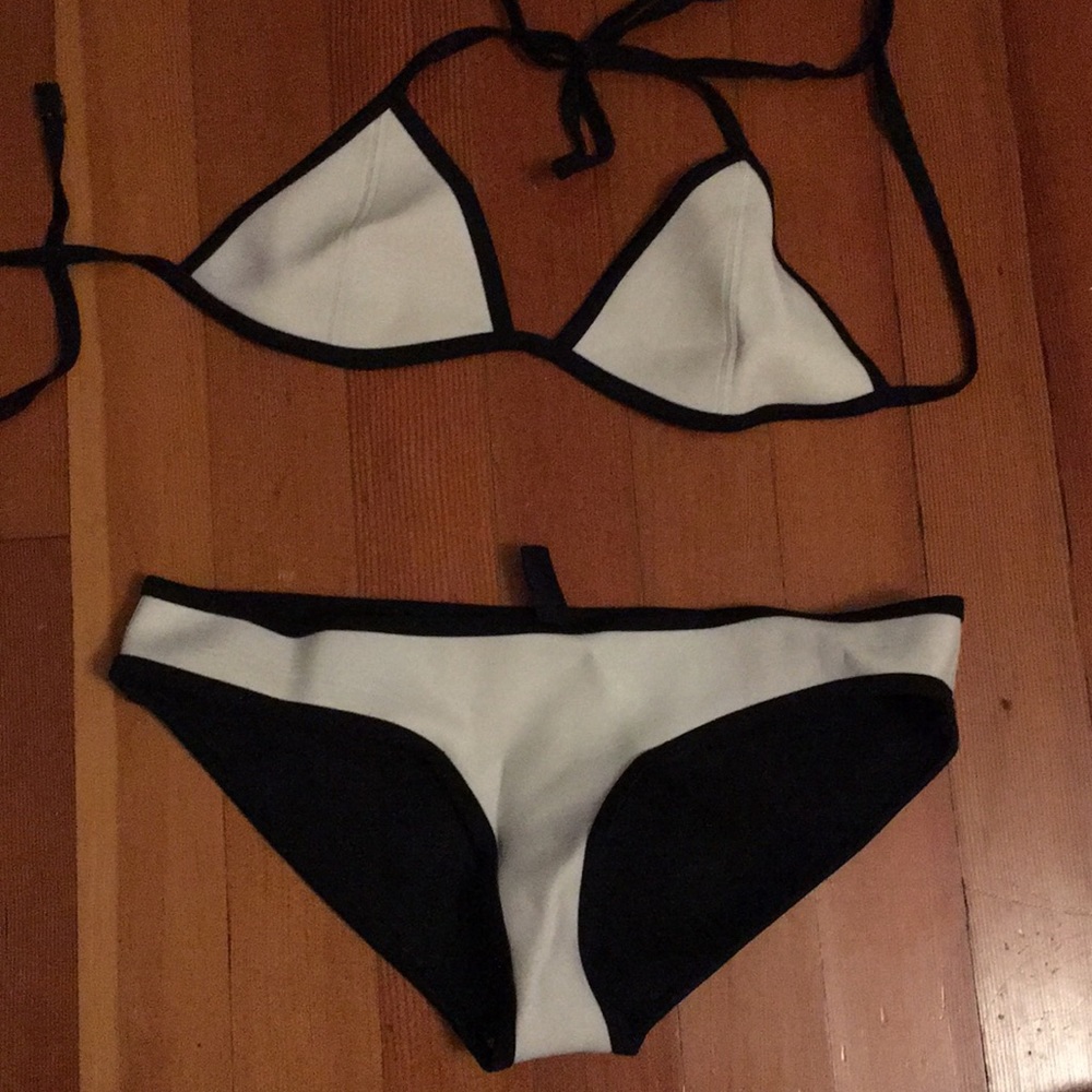 White triangle neoprene suit